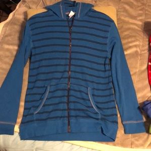 Blue black striped lightweight zip hoodie. XL/16